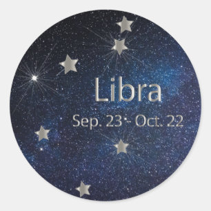 Sticker Rond Libra - Symbole Zodiac Star