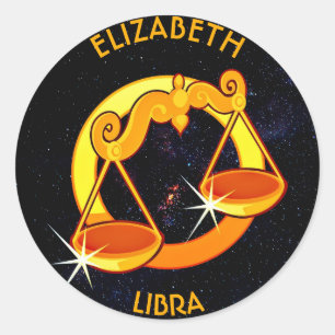 Sticker Rond Libra Zodiac Anniversaire Connexion Avec Votre Nom