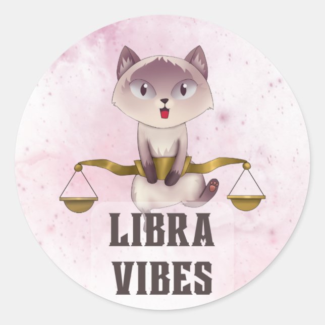 Sticker Rond Libra Zodiac Decal pour les amateurs d'astrologie (Devant)