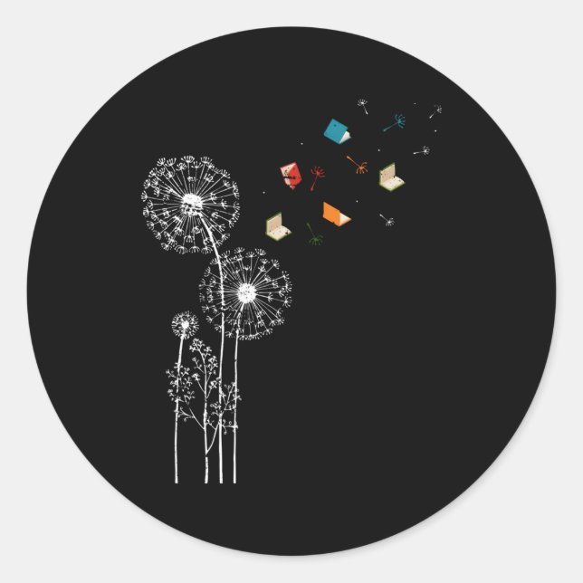 Sticker Rond Librairie de ver de livre Dandelion Lecture (Devant)