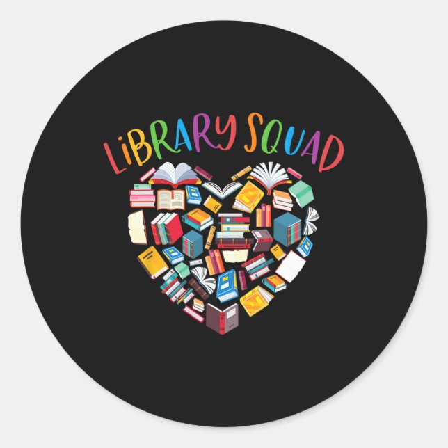 Sticker Rond Library Squad Librarian Bookworm Book Lover  (Devant)