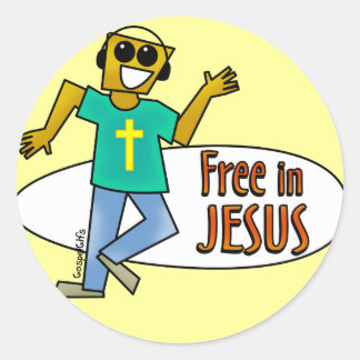 Sticker Rond Libre en Jésus