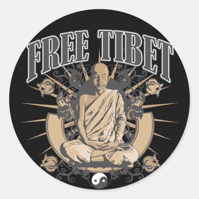 Sticker Rond Libre moine du Tibet (Devant)