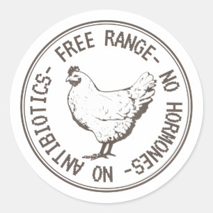 Sticker Rond Libre Plage Pas D'Hormones Pas D'Antibiotiques