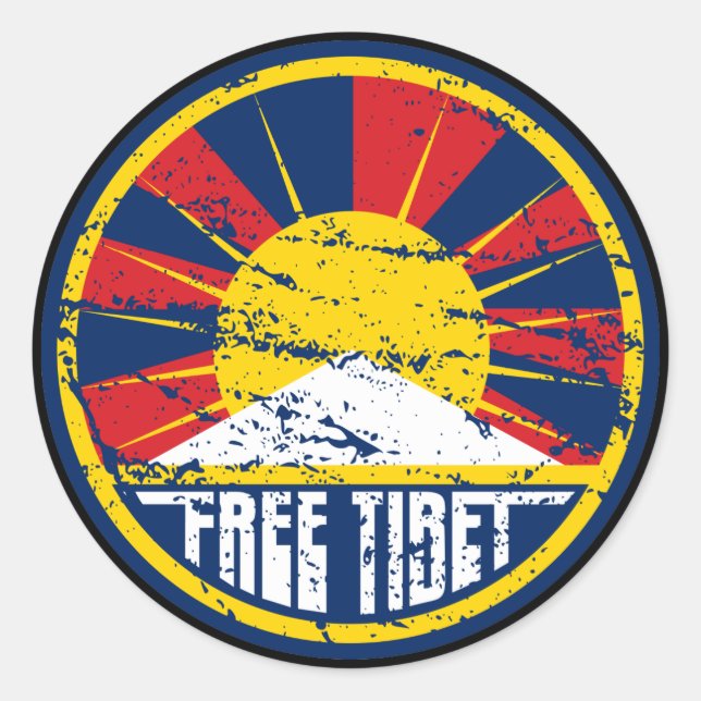 Sticker Rond Libre Tibet Round Grunge (Devant)