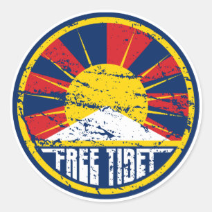 Sticker Rond Libre Tibet Round Grunge
