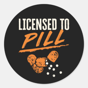 Sticker Rond Licence de pilule Pharmacy Tech CPhT