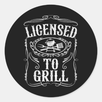 Sticker Rond Licence Pour Griller Funny Bbq Fête des pères De G