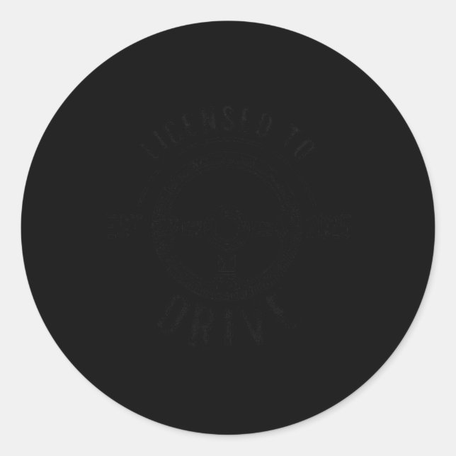 Sticker Rond Licensed To Drive New Drivers License Est 2025  (Devant)