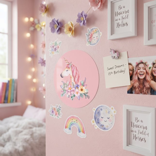 Sticker Rond Licorne (Créateur téléchargé)