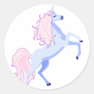 Sticker Rond licorne à crinière rose jolie