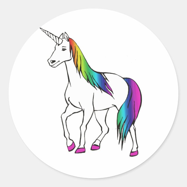 STICKER ROND LICORNE ARC-EN-CIEL (Devant)