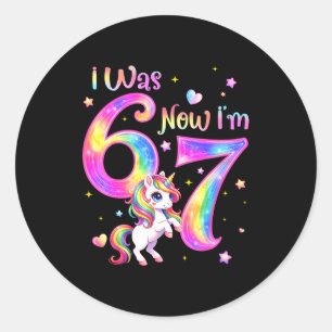 Sticker Rond Licorne avait 6 7 six sept 7ème anniversaire fille