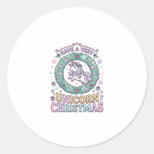 Sticker Rond Licorne Avoir un très Licorne Noël Gras Typogra