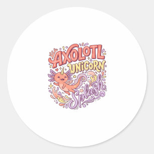 Sticker Rond Licorne Axolotl Licorne Splash Fantaisiste Bac Bla