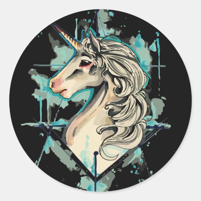 Sticker Rond licorne blanche (Devant)