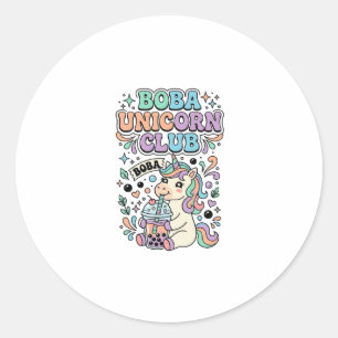 Sticker Rond Licorne Boba Licorne Club Kawaii Typographie Desig