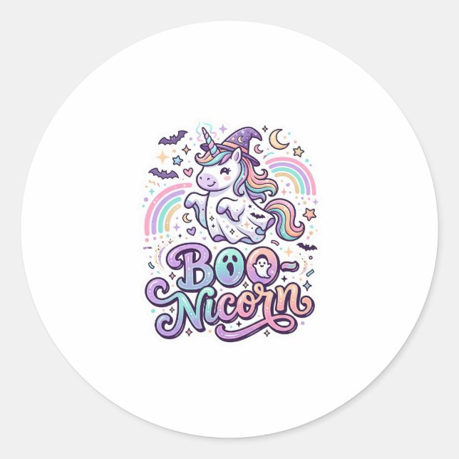 Sticker Rond Licorne Boo-licorne Vecteur Premium Conception Vec (Devant)