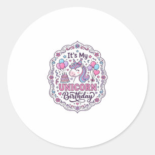 Sticker Rond Licorne C'est Mon Anniversaire De Licorne T Shirt