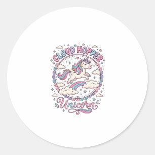 Sticker Rond Licorne Cloud Hopper Licorne Ludique Cadeau Mignon