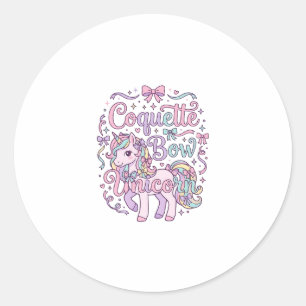 Sticker Rond Licorne Coquette Bow Licorne Mignon Graphique T Pa