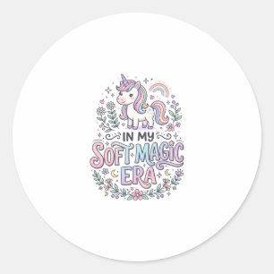 Sticker Rond Licorne Dans Mon Ère De Magie Douce Typographie Lu