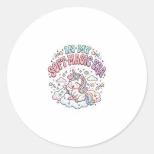 Sticker Rond Licorne Dans Mon Produit De Style Rétro Ère De Mag