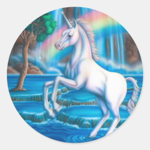 Sticker Rond Licorne d'arc-en-ciel