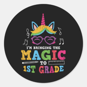 Sticker Rond Licorne de 1re année Rentree des classes Premier J
