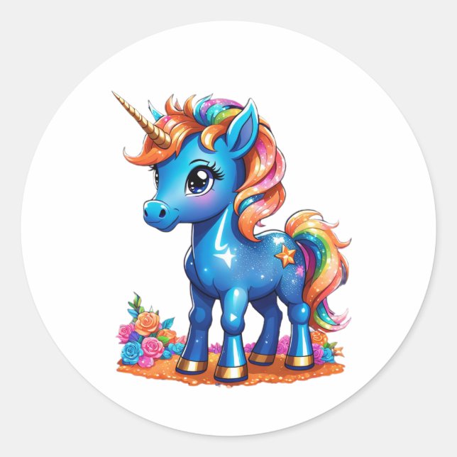 Sticker Rond licorne de bébé (Devant)