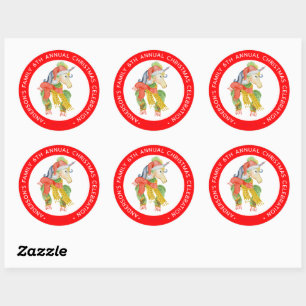 Sticker Rond licorne de Noël mignonne