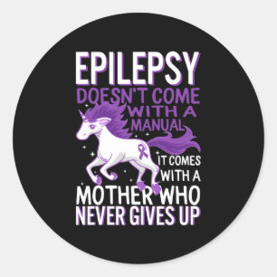 Sticker Rond Licorne de sensibilisation à l'épilepsie Ruban vio