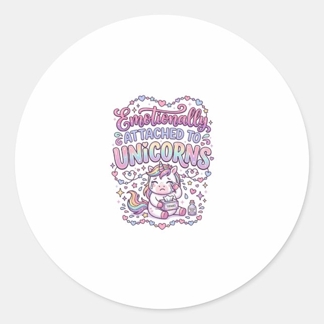 Sticker Rond Licorne émotionnellement attachée aux originaux de (Devant)