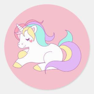Sticker Rond Licorne en pastel