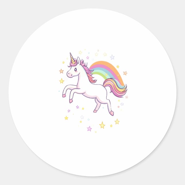 Sticker Rond Licorne étoile arc-en-ciel (1) (Devant)