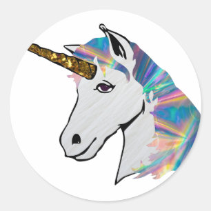 Sticker Rond licorne holographique