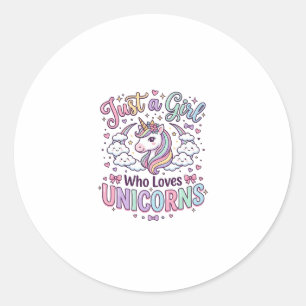 Sticker Rond Licorne Juste une fille qui aime les licornes fond
