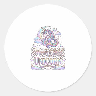 Sticker Rond Licorne Lune Enfant Licorne Conception Originale Z