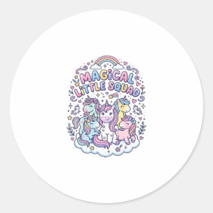 Sticker Rond Licorne Magical Little Squad Conception Graphique