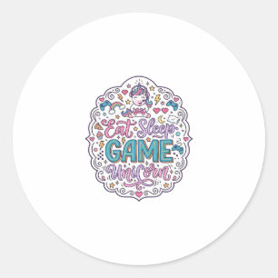 Sticker Rond Licorne Manger Dormir Jeu Licorne Impression Ludiq