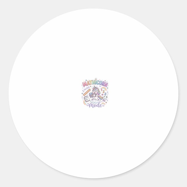 Sticker Rond Licorne Mathicorne Mode Conception de typographie  (Devant)