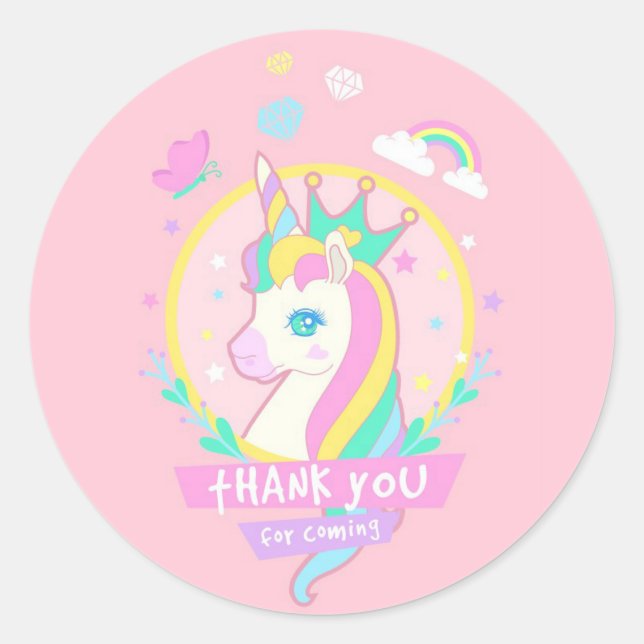Sticker Rond Licorne Merci (Devant)