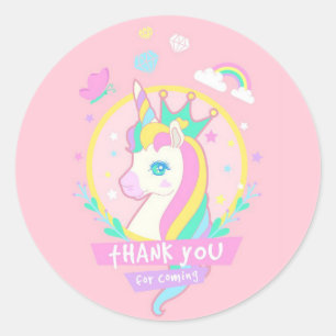 Sticker Rond Licorne Merci