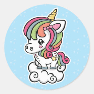 Sticker Rond Licorne mignonne