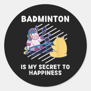Sticker Rond Licorne Mignonne De Badminton Est Mon Secret Au Bo