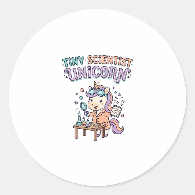Sticker Rond Licorne Mini Scientifique Licorne Produit Tendance (Devant)