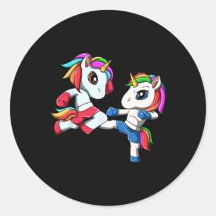 Sticker Rond Licorne Muay Thai - Gif Boxe Thaïlandaise et Kickb