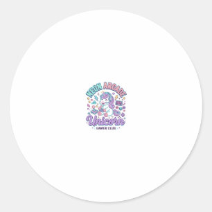 Sticker Rond Licorne Néon Arcade Licorne Produit de Style Rétro