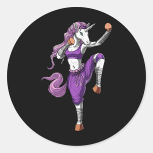 Sticker Rond Licorne Ninja Karaté Kickboxing Muay Thai Arts Mar