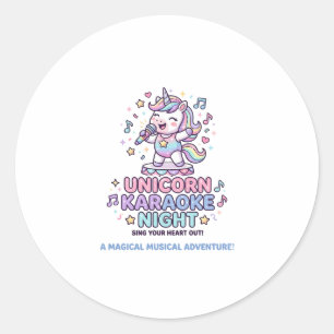 Sticker Rond Licorne Nuit Karaoke Gras Typographie Produit Grap